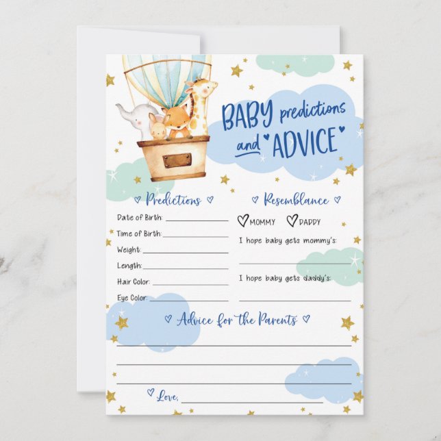 Hot Air Balloon Animals Invitation (Front)