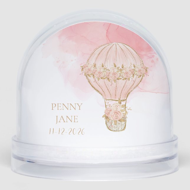 Hot Air Balloon Baby Girl Snowglobe (Front)