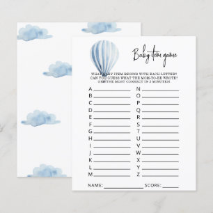 Hot air balloon Baby Item Game. Baby Shower Game