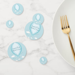 Hot Air Balloon Baby Shower Blue Confetti