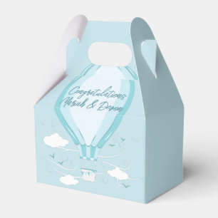 Hot Air Balloon Baby Shower Blue Favor Box