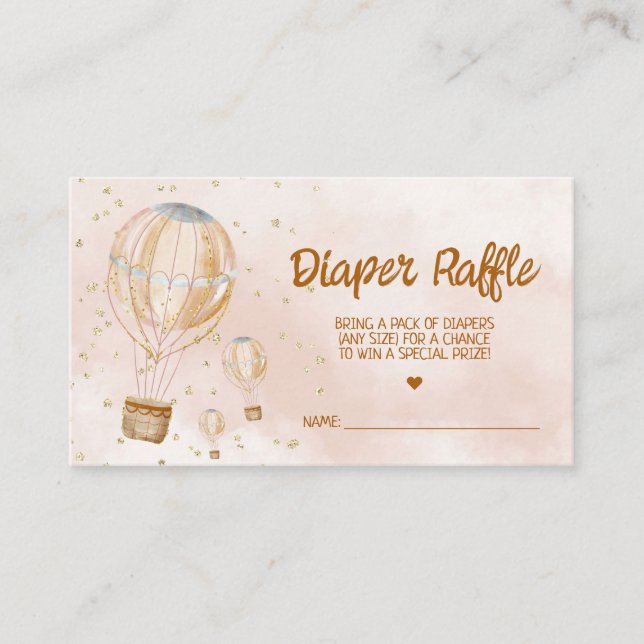 Hot Air Balloon Baby Shower Diaper Raffle Ticket Enclosure Card (Front)