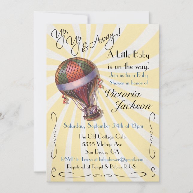Hot air balloon Baby Shower Invitation (Front)
