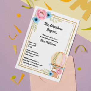 Hot Air Balloon Baby Shower Invitation