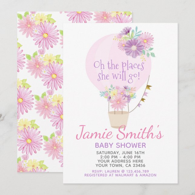 Hot Air Balloon Baby Shower Invitation (Front/Back)