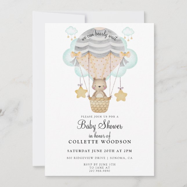 Hot Air Balloon Baby Shower Invitation (Front)