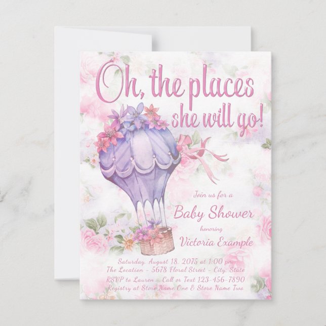 Hot Air Balloon Baby Shower Invitations (Front)