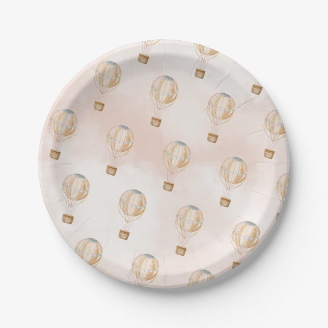 Hot Air Balloon Baby Shower  Paper Plate (Front)