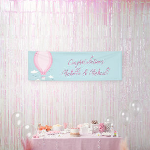 Hot Air Balloon Baby Shower Pink Banner