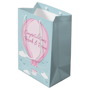 Hot Air Balloon Baby Shower Pink Medium Gift Bag