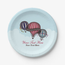 Hot air balloon baby shower plates