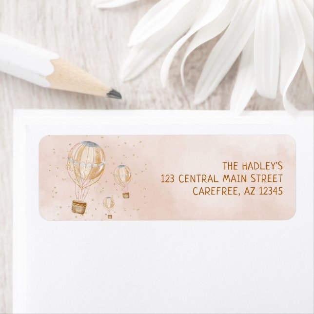 Hot Air Balloon Baby Shower Return Address Label (Insitu)