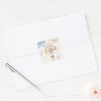 Hot Air Balloon Baby Shower Square Sticker