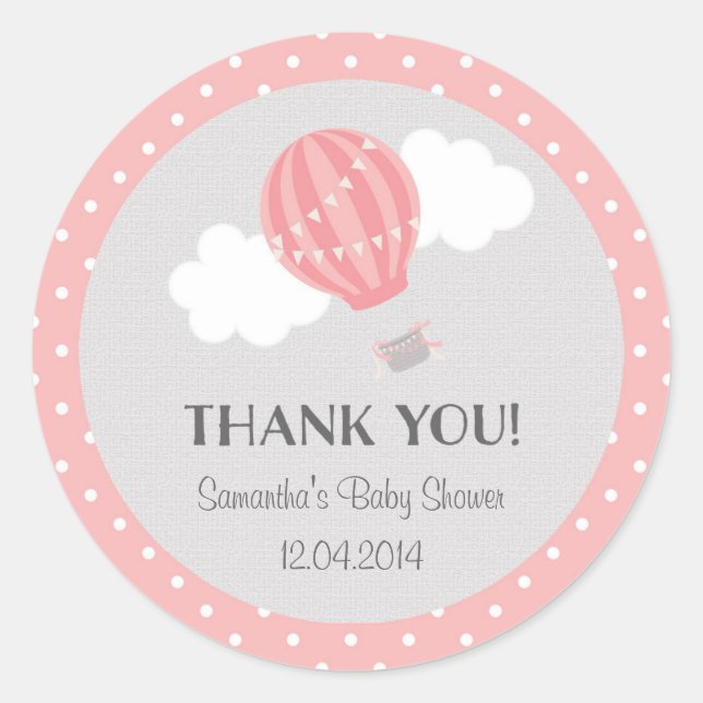 Hot Air Balloon Baby Shower Sticker (Front)