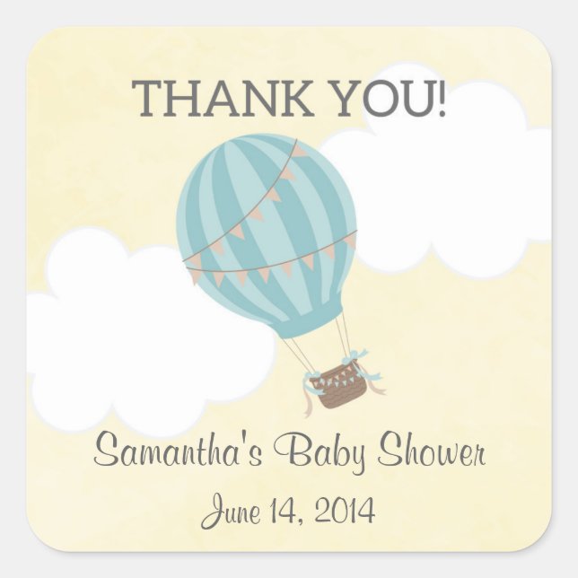 Hot Air Balloon Baby Shower Stickers (Front)