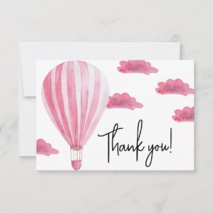 Hot air balloon baby shower thank you card