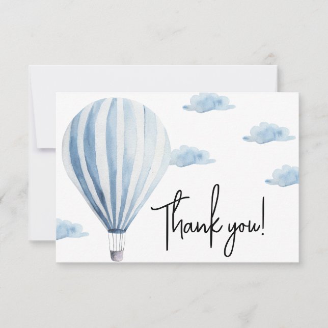 Hot air balloon baby shower thank you card (Front)
