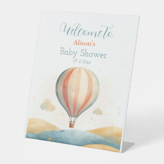 Hot Air Balloon Baby Shower Welcome Pedestal Sign