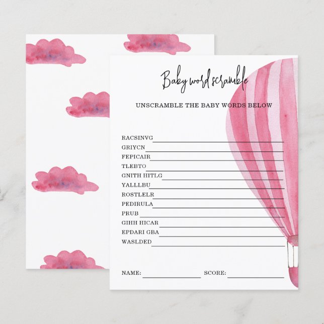 Hot air balloon - Baby Word Scramble (Front/Back)