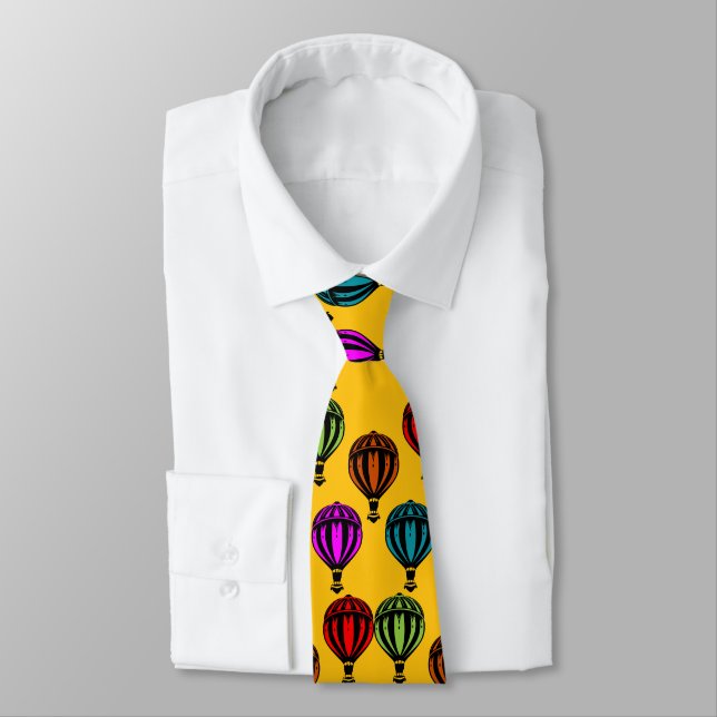Hot Air Balloon Ballooning Patterned Tie (Tied)