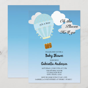 Hot Air Balloon bébé garçon douche Invitation