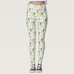 Hot Air Balloon, Bike, Peach Rose Pattern Leggings