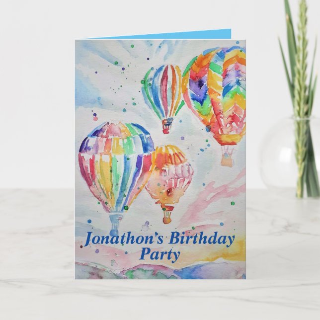 Hot Air Balloon Birthday Childs Boys Invitation (Front)