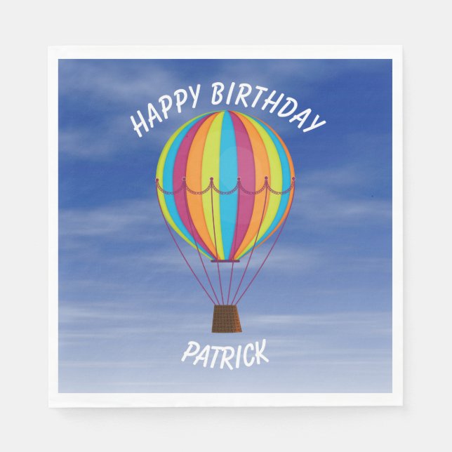 Hot Air Balloon Birthday Napkin (Front)