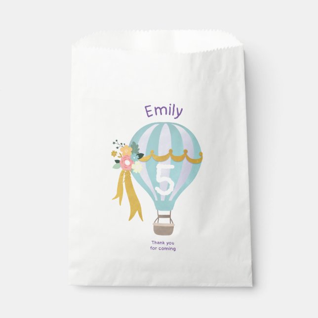 Hot air balloon Birthday Party Favour Bags (Front)