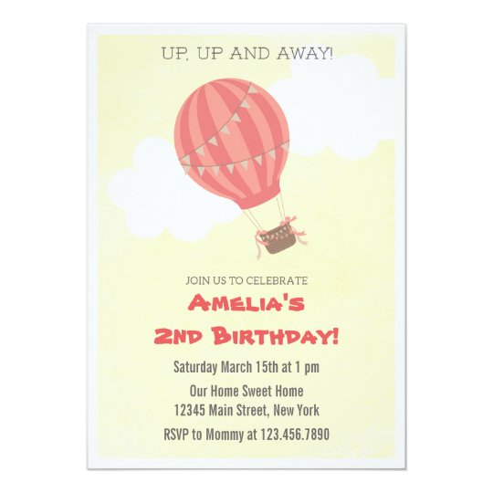 Hot Air Balloon Birthday Party Invitation
