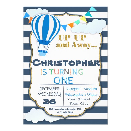 Hot Air Balloon Birthday Party Invitation