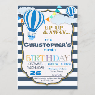 Hot Air Balloon Birthday Party Invitation, Invitation