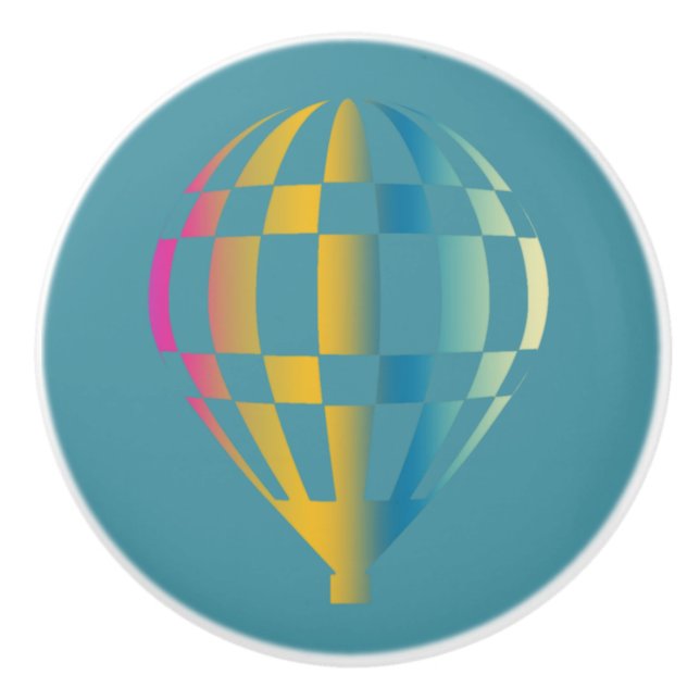 Hot Air Balloon Blue Ceramic Knob (Front)