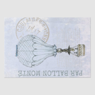 Hot Air Balloon Blue Sky Vintage Postmark French   Tissue Paper