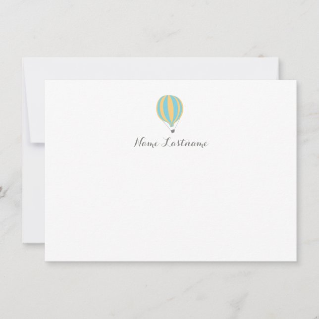 Hot Air Balloon Blue Yellow Custom Stationery Note Card (Front)