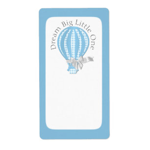 Hot Air Balloon Book Tags Blue Gingham