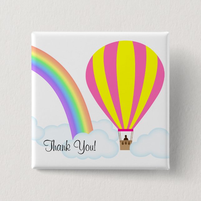 Hot Air Balloon Button - White Background (Front)