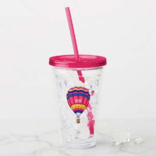 Hot air balloon cartoon illustration acrylic tumbler