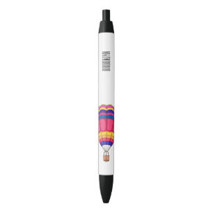 Hot air balloon cartoon illustration black ink pen