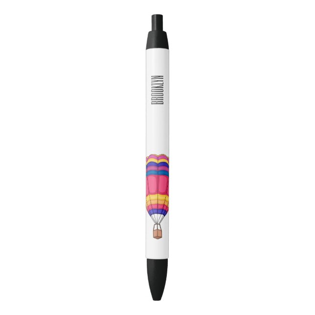 Hot air balloon cartoon illustration black ink pen (Front Vertical)