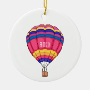Hot air balloon cartoon illustration ceramic ornament