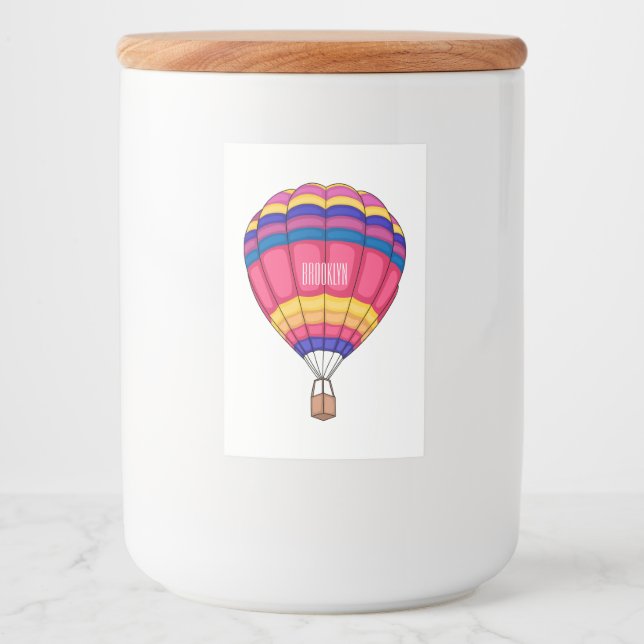 Hot air balloon cartoon illustration food label (Front)