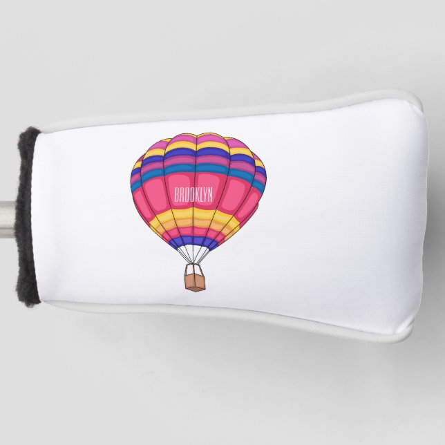 Hot air balloon cartoon illustration  golf head cover (Front)