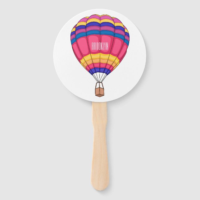 Hot air balloon cartoon illustration  hand fan (Front)