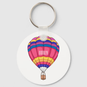 Hot air balloon cartoon illustration keychain