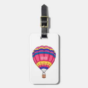 Hot air balloon cartoon illustration  luggage tag