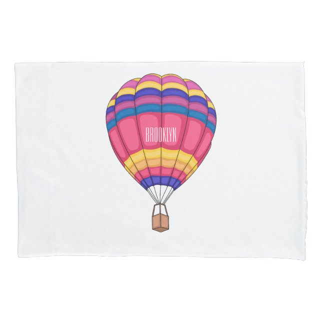 Hot air balloon cartoon illustration pillowcase (Front)