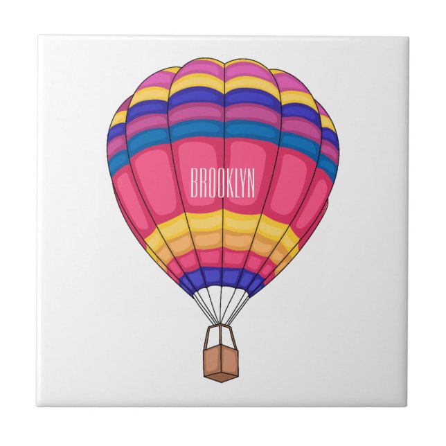 Hot air balloon cartoon illustration tile (Front)