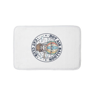 Hot Air Balloon Cat Cute Cat T-Shirt Design - Hot  Bath Mat