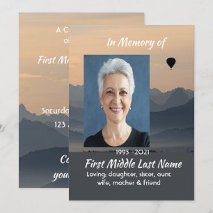 Hot Air Balloon Celebration of Life Service Invitation